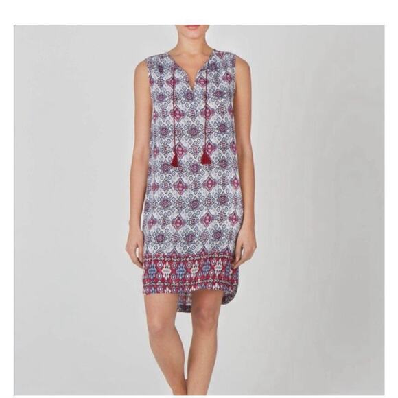 beachlunchlounge Antique Claret Sleeveless Patterned Dress Size Small - Picture 1 of 6